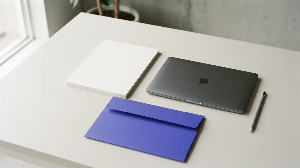 Minimal desk setup with blank planning materials for defining a web service target market