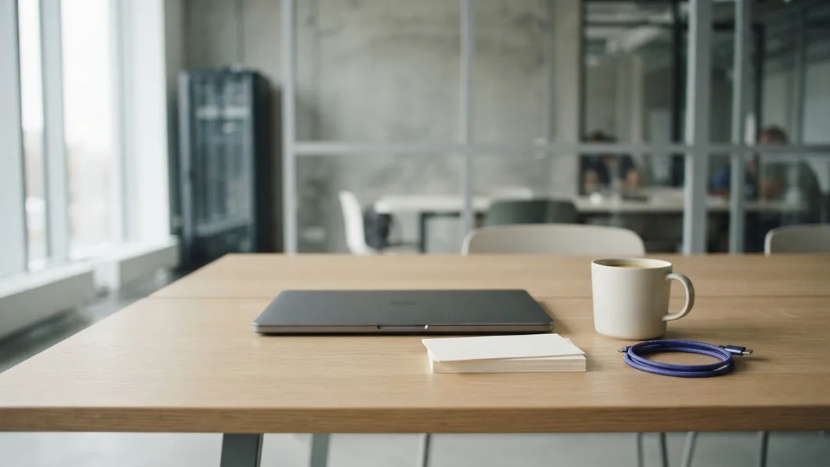 Modern meeting table prepared for local business networking and web service discussions