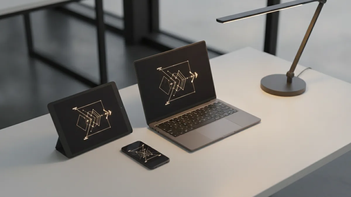 Workstation scene suggesting multitasking with code and dev tools