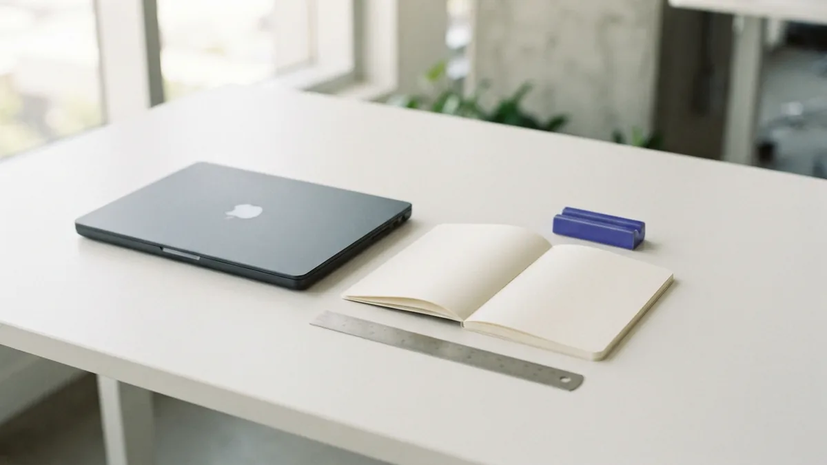 Planning a web design career path Minimal desk setup with laptop and study tools for a web design career