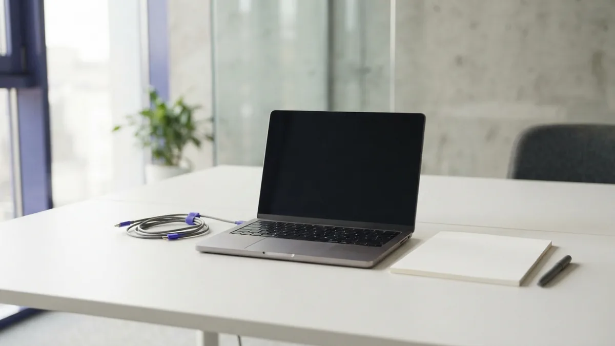 Bright home study desk with laptop and tools for learning web design skills