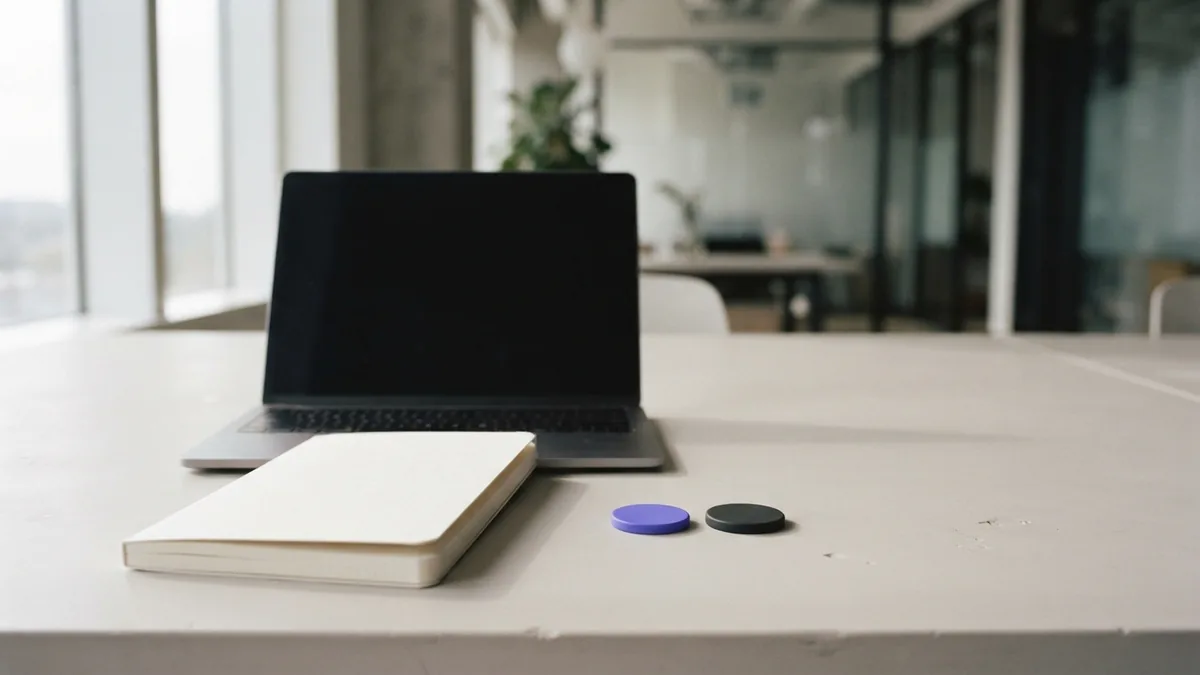 Two simple tokens beside a notebook, representing choices during a close football game