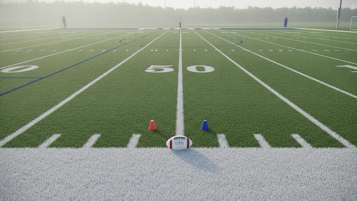 Distance and field position Football field with yard lines showing distance and field position