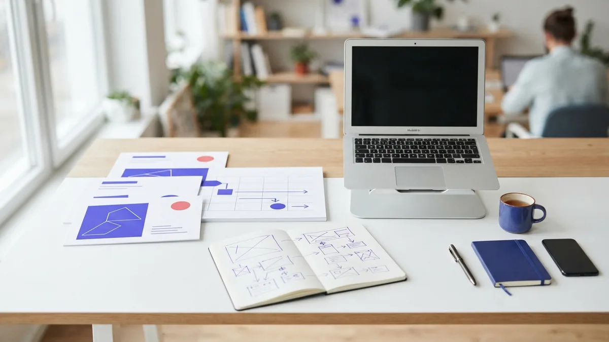 Planning a full stack web project Web project planning desk with code tasks, testing notes, and career goals