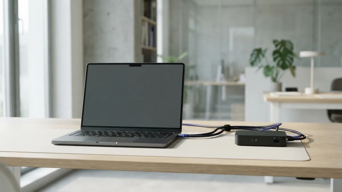 Laptop and network hardware arranged neatly to suggest startup growth channels