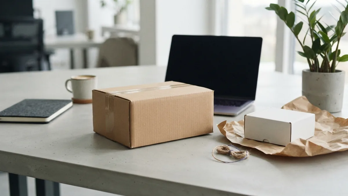 Plain parcel and packing materials representing ecommerce stock and delivery choices
