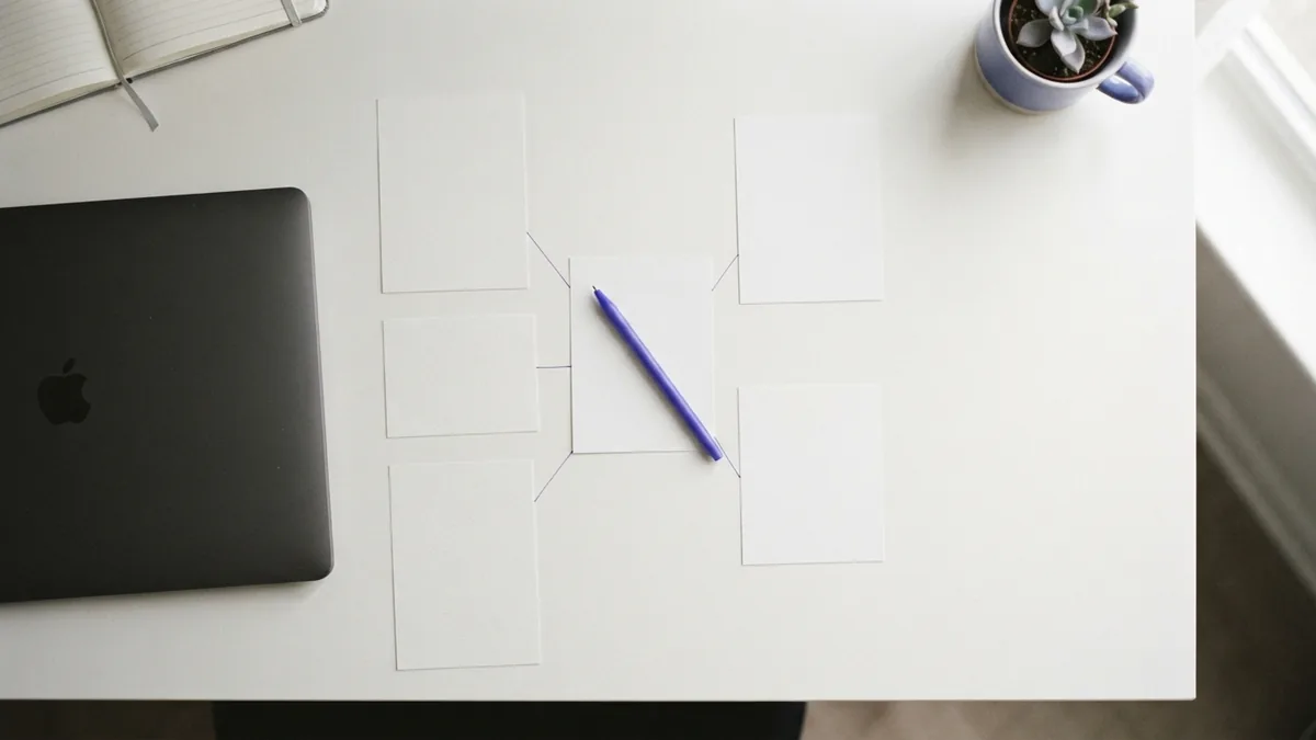 Planning the size of a share pool Blank papers and a pen arranged for planning a startup share pool and future equity needs