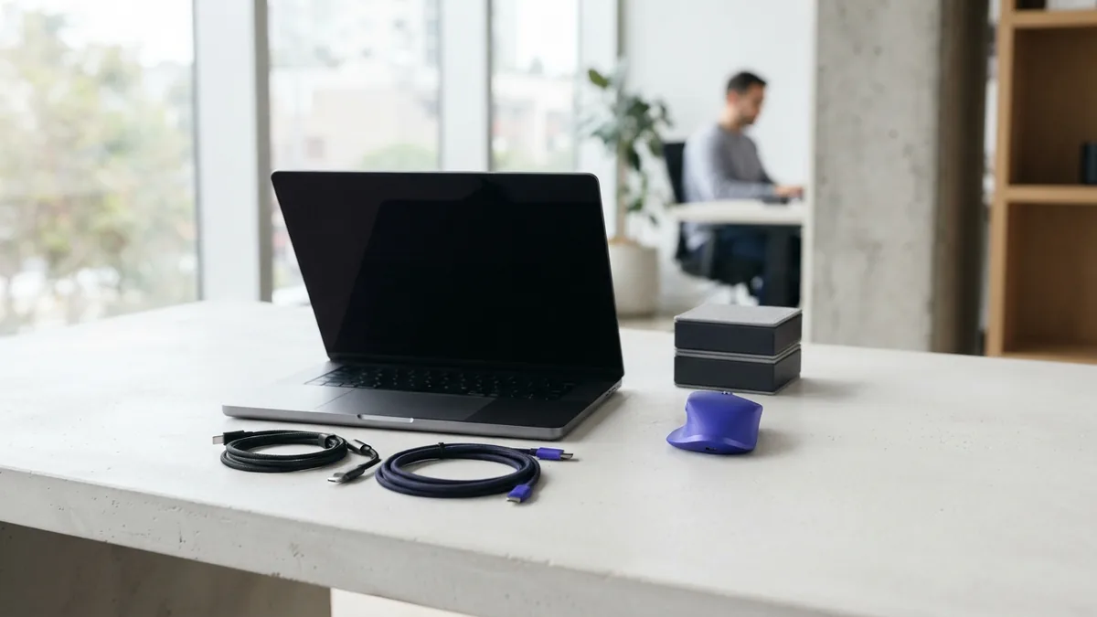 Optional tools for store features Organized technology accessories representing ecommerce store features