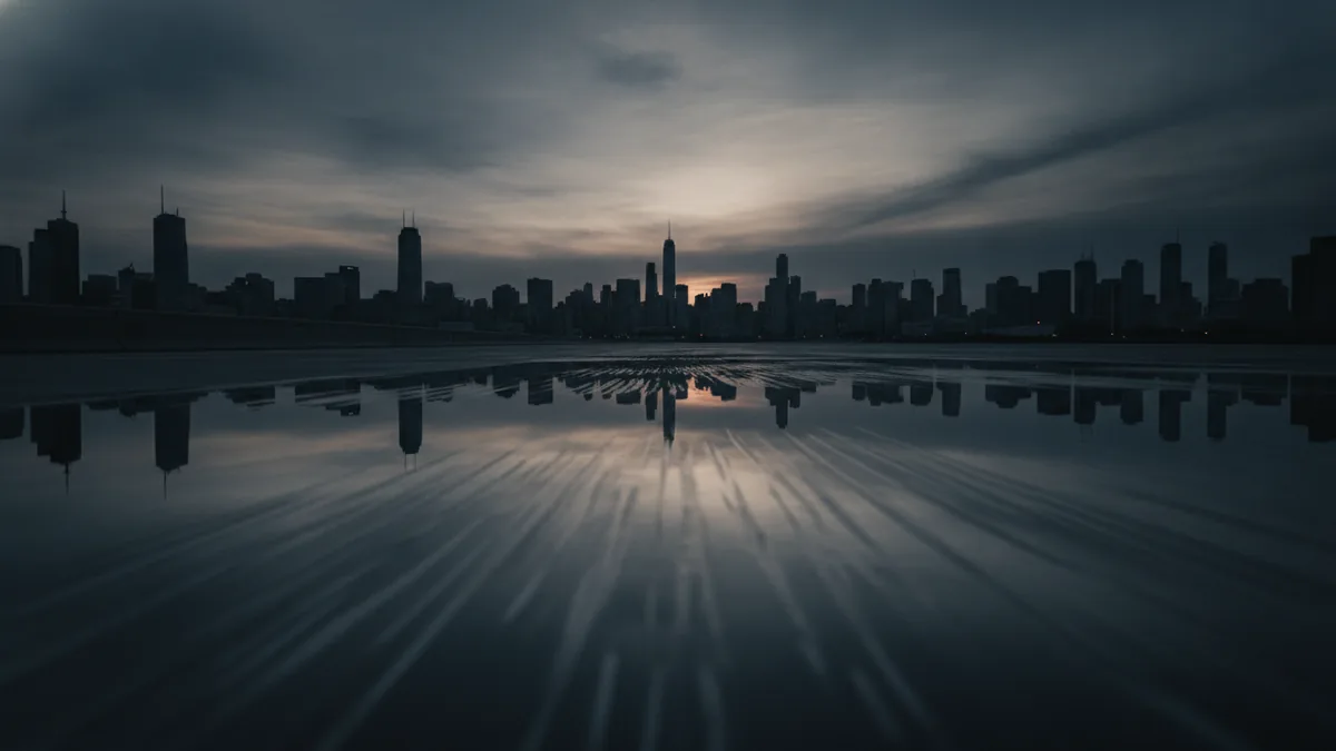 A skyline scene symbolizing market sentiment behind GBP to USD rate changes