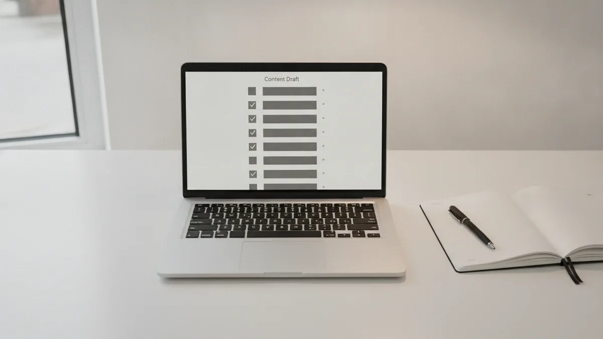 Laptop and notebook representing a step-by-step landing page build process