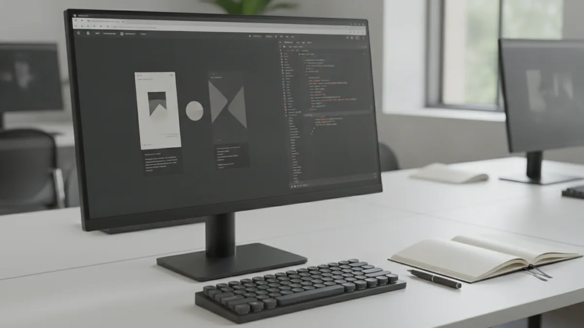 Web development basics at a glance Desk setup for learning how websites and web apps work
