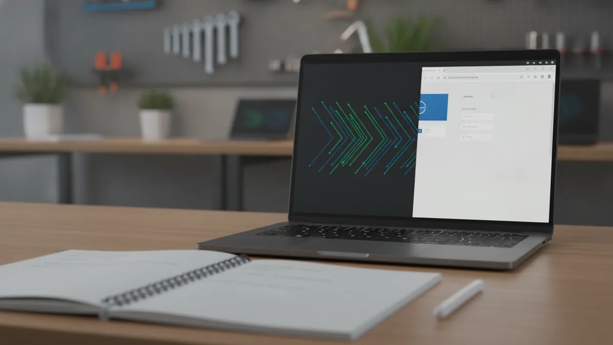 Learn the core skills step by step Notes and a laptop setup for learning HTML, CSS, and JavaScript