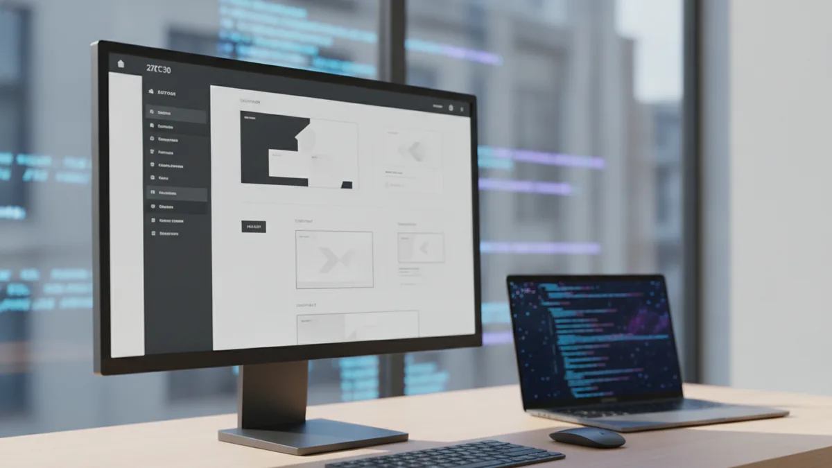SEO visibility with conversion-ready pages Website layout on a monitor representing SEO-focused page improvements
