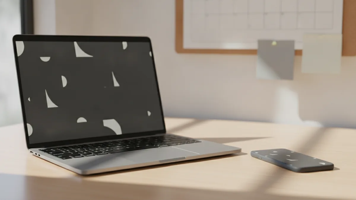 Laptop and phone used for planning where to sell graphic design online.