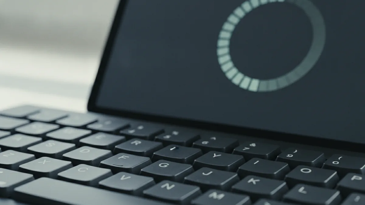 Keyboard and tablet scene representing fetch(url, options) usage