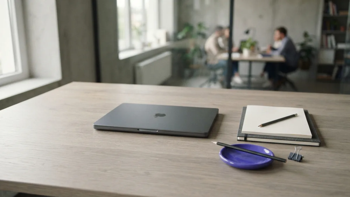 Minimal desk scene representing professional graphic design work and career growth