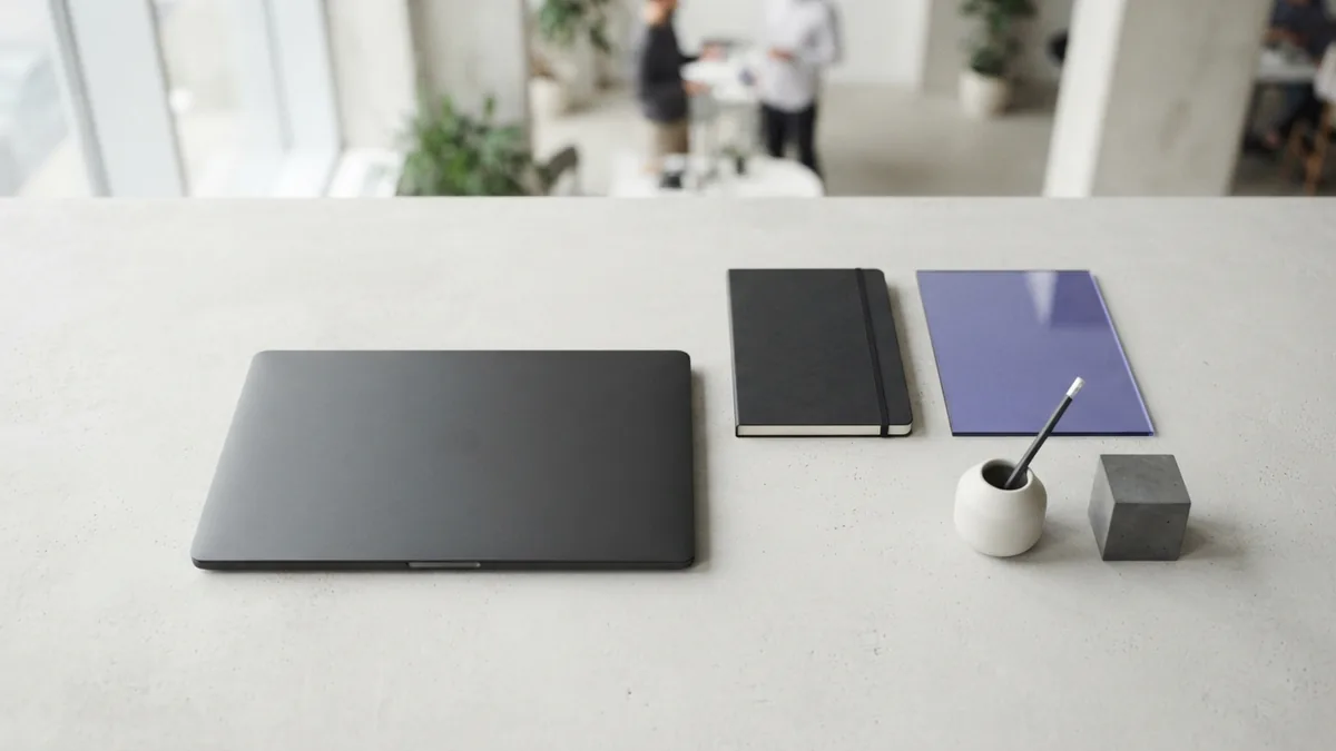 Minimal technology workspace representing AI support for modern web design