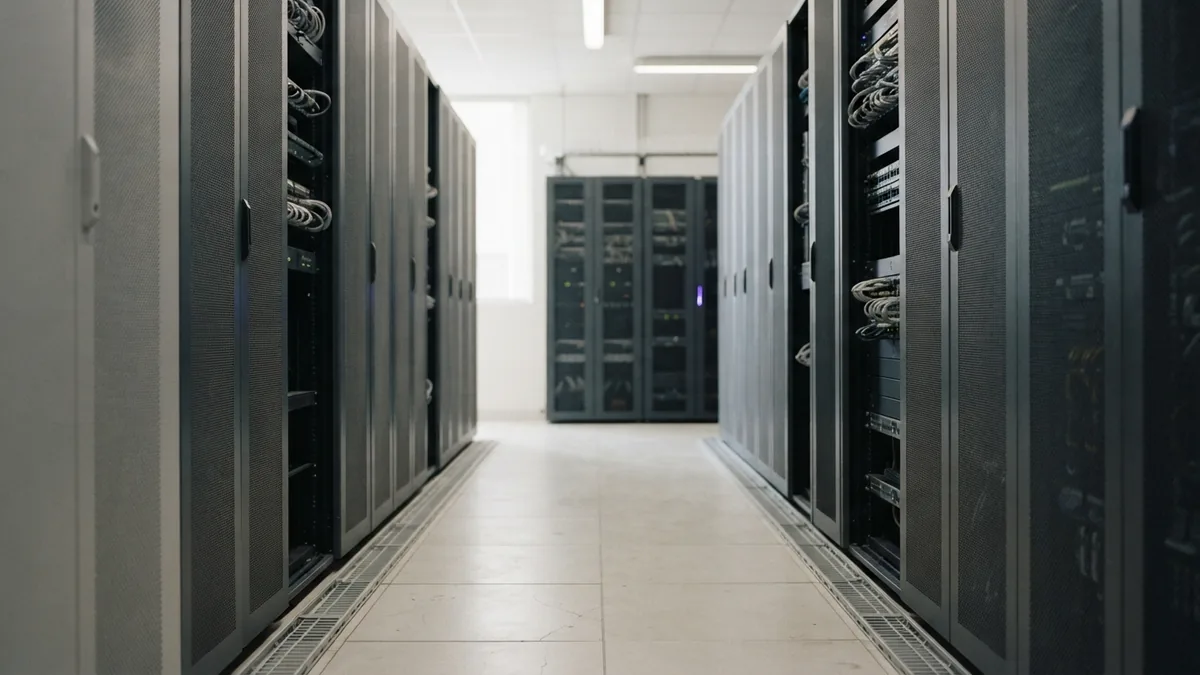 Lean tools in a clean server space Clean server aisle with pale materials and a subtle indigo accent for modern API tools