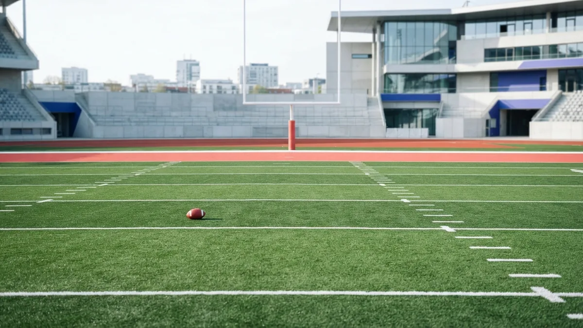 Football and goal posts on a field for comparing extra points and two-point tries