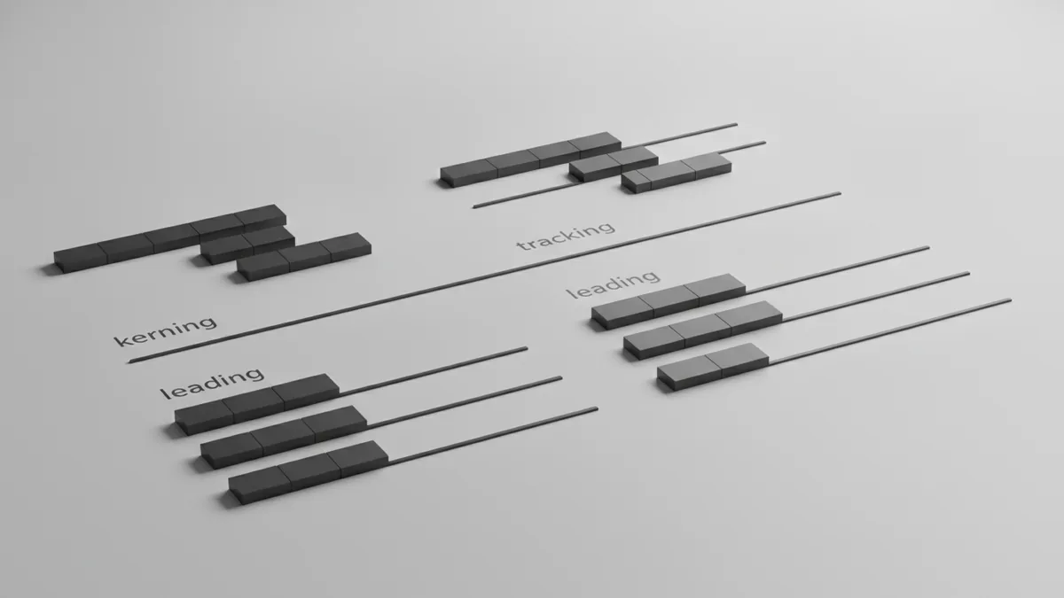 Close view of letter and line spacing adjustments for typography quality