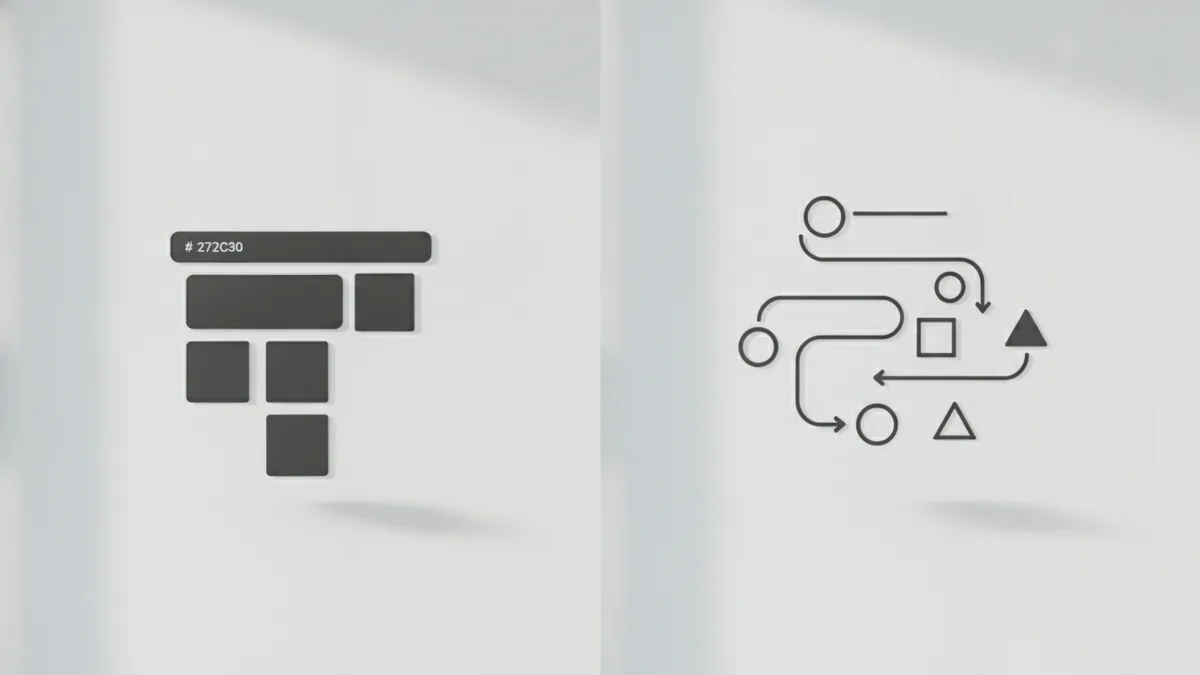UI vs UX in one view Visual split showing user interface screens and user experience journeys