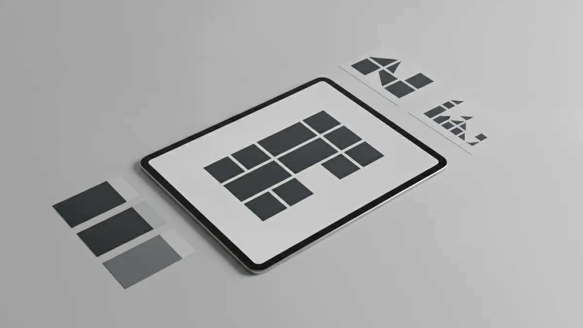 Visual design details like color swatches and interface layout planning