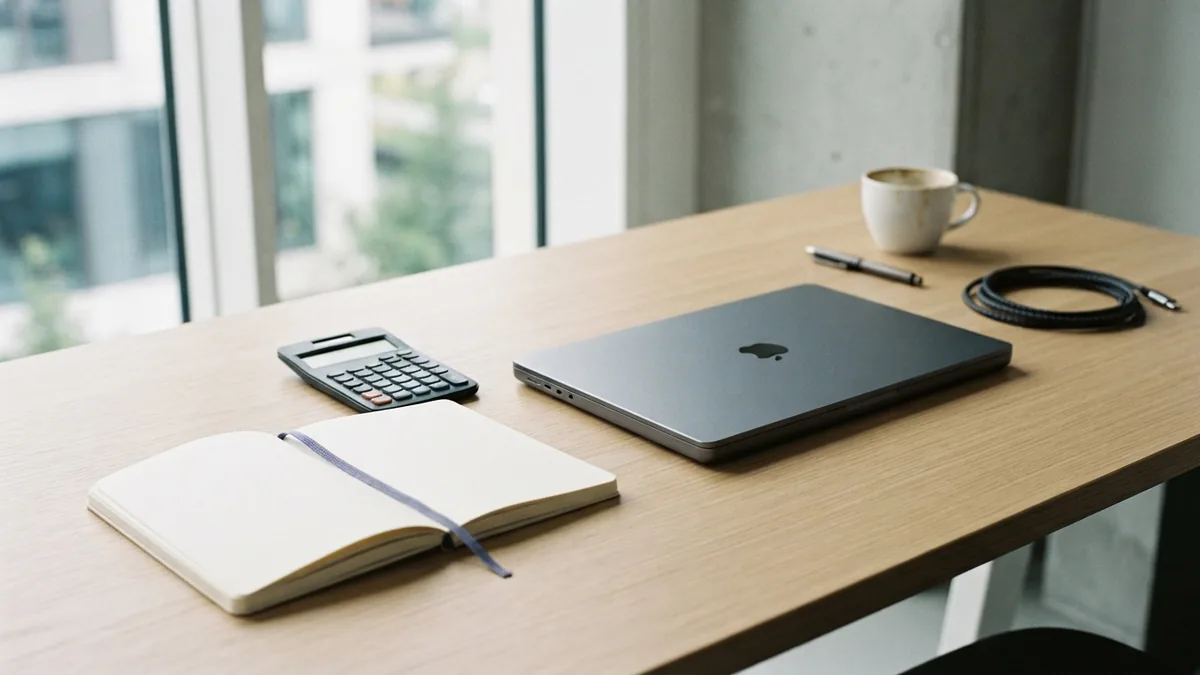 Notebook and laptop on a bright desk, representing core digital commerce skills