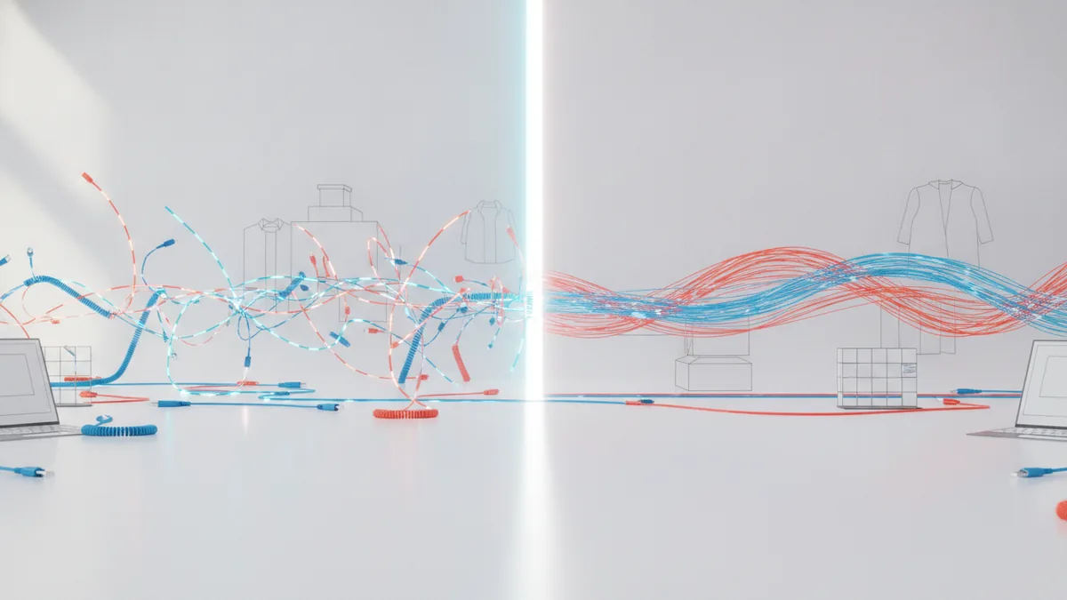 REST pulls, streaming pushes A clear visual contrast between repeated requests and a single streaming channel.