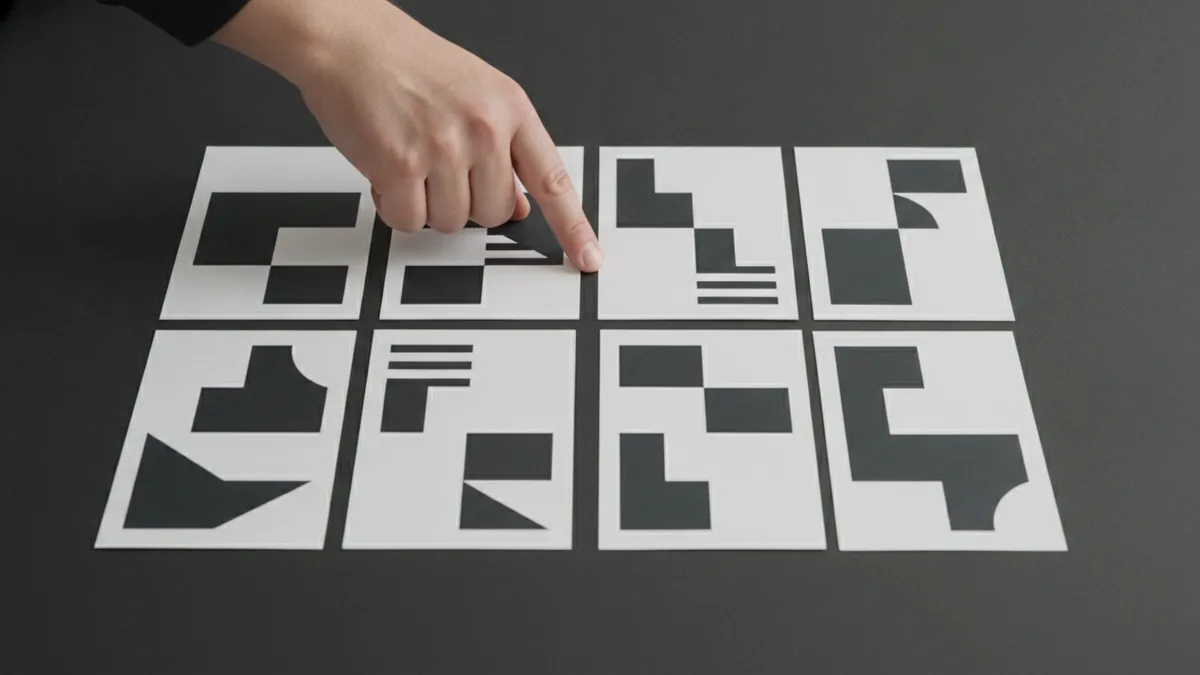 Designer reviewing brand layout samples for consistency