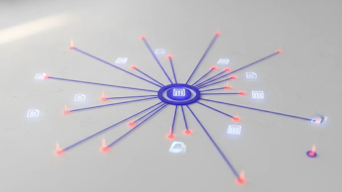 Tax API concept hub Abstract network illustration representing tax data access and automated tax workflows.