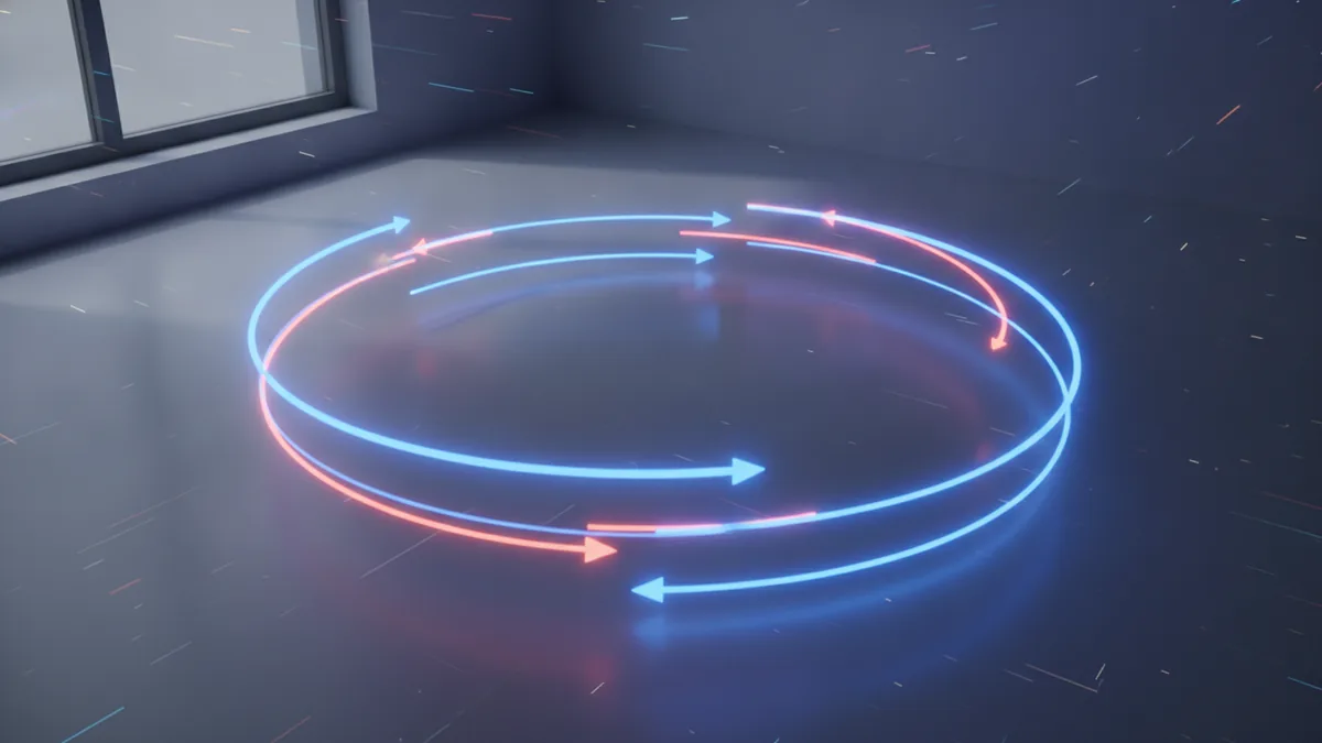 Light trails forming a persistent loop to represent a lasting socket connection
