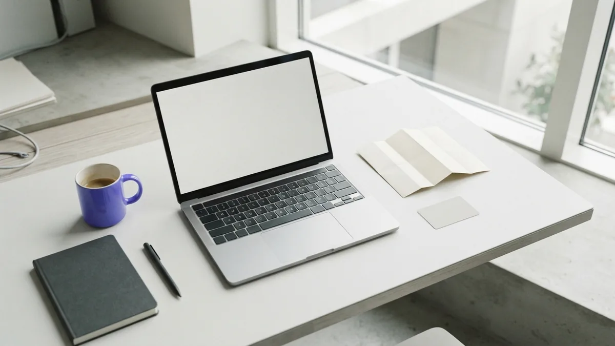 Laptop and everyday desk objects representing common API uses in apps