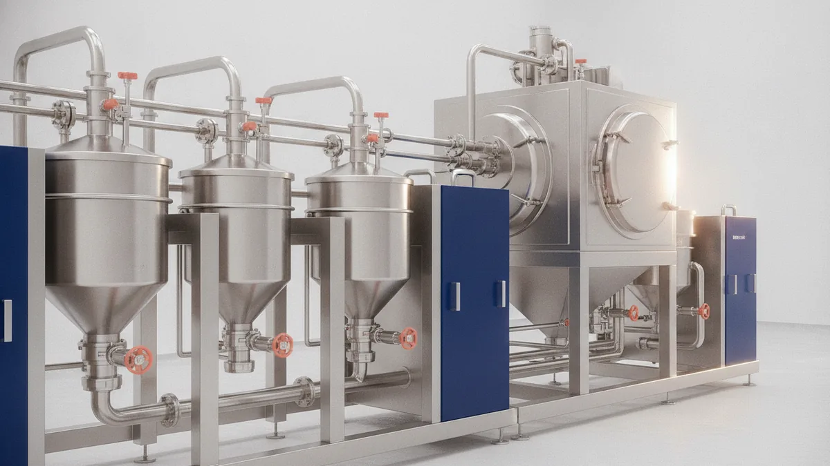 Clean pharmaceutical plant equipment used to purify and isolate drug ingredients