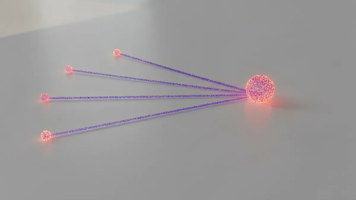 API request-response flow Network request flow converging on an API service endpoint.