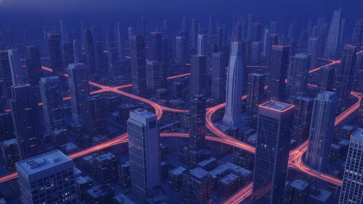 Scale and innovation from APIs Connected city routes representing innovation and scale from external APIs.