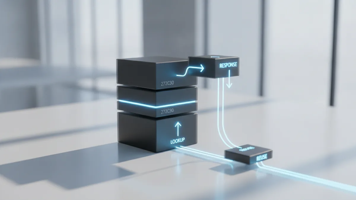 Idempotency key lookup and reuse Server stores an idempotency key and returns the same result on retries.