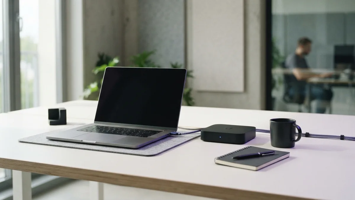 Laptop, router, and cables represent protected connections between software services