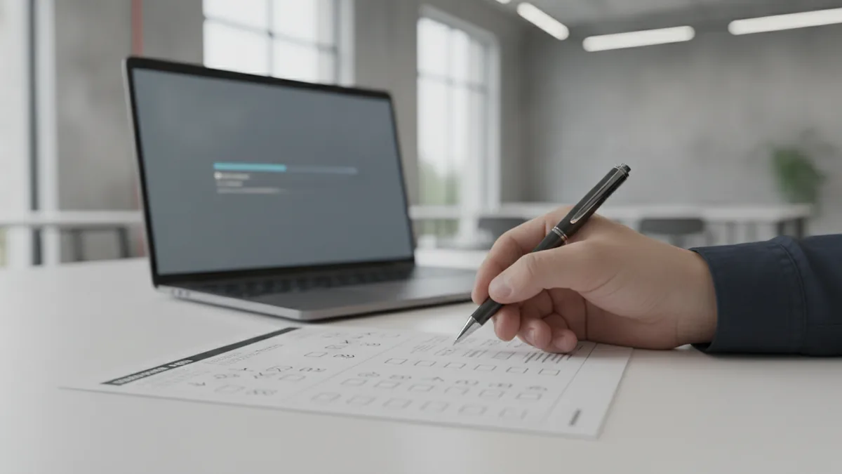 A repeatable API testing process Writing structured API test cases while tracking test runs on a laptop