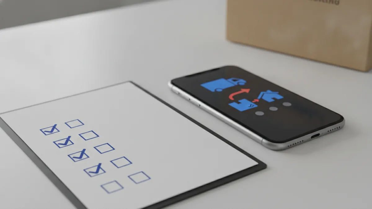 Manage quality and timing Checklist and delivery status cues representing ecommerce control challenges