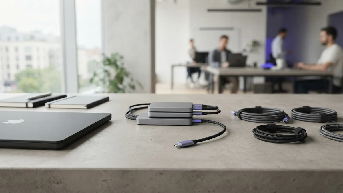 Separate cables and storage devices hint at the challenges of matching data systems