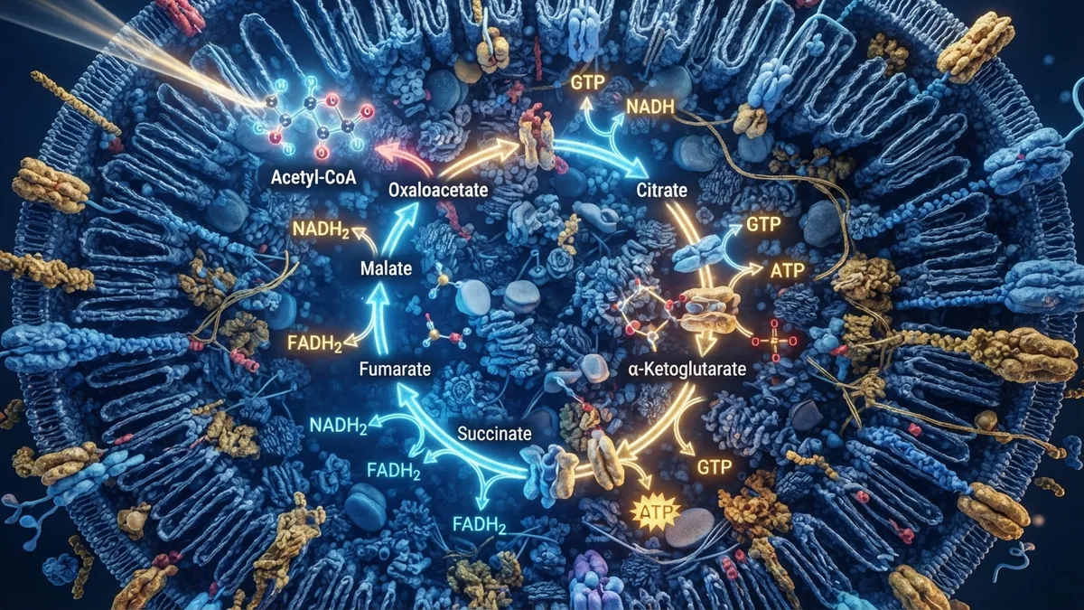 Acetyl CoA enters the next pathway Mitochondrial energy pathway showing acetyl CoA entering the citric acid cycle