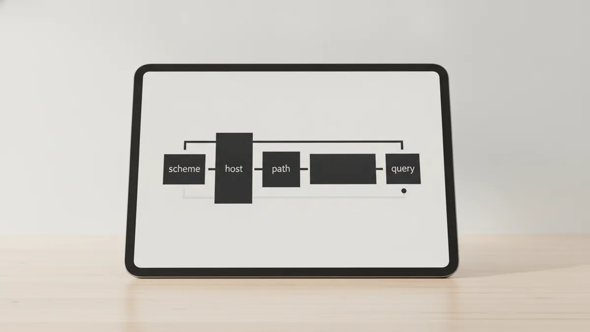 Close-up view showing URI parts like scheme, path, and query grouping