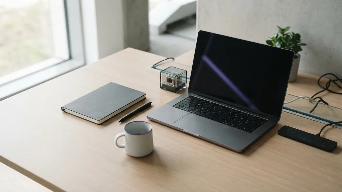 Structure and surface work together in UX Ordered laptop and desk materials showing the link between UX structure and visual interface design