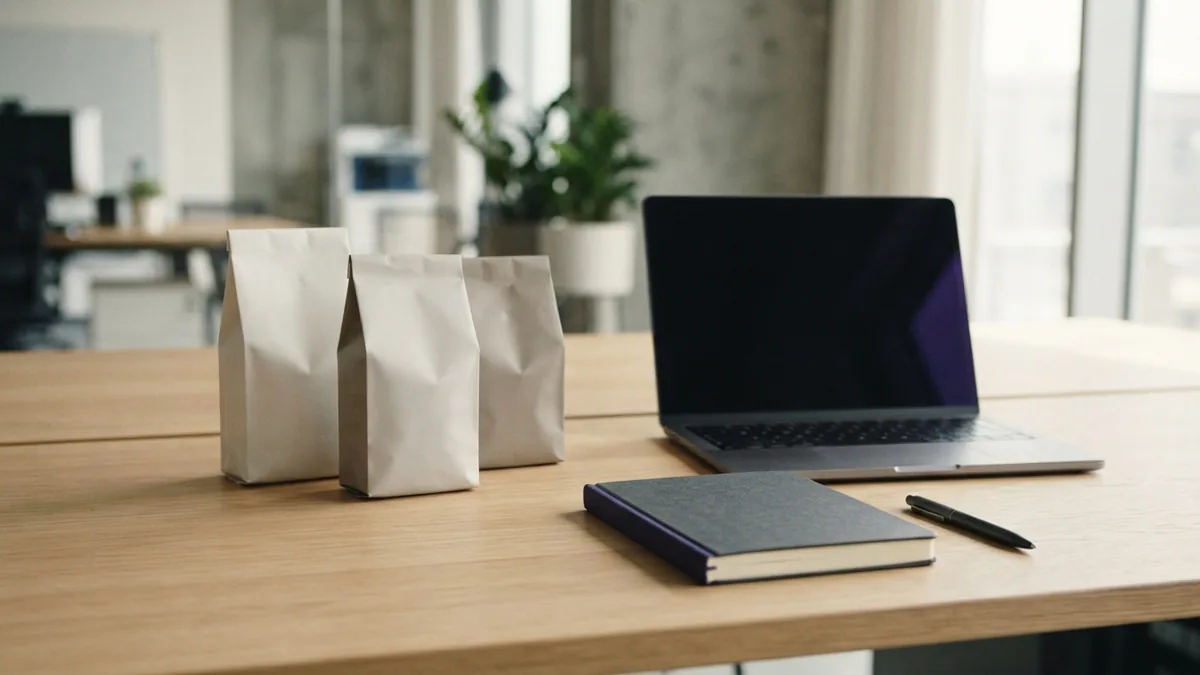 Testing product samples before placing a large order Small product samples and packing materials set out for an early ecommerce product test