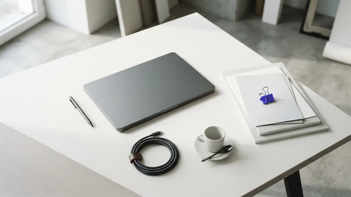 Visual contrast between UI and UX Tidy design workspace showing structured objects and a subtle indigo accent