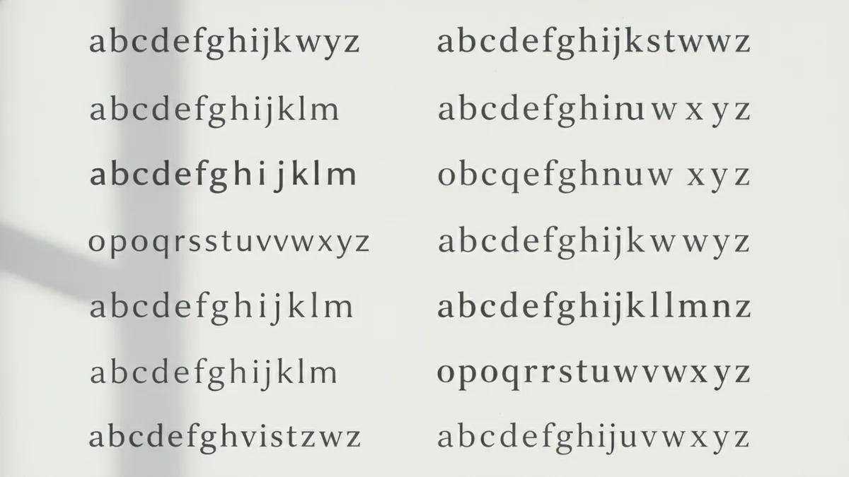 Different fonts, different x-height Comparing lowercase presence across multiple fonts to show x-height differences